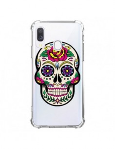 Coque Samsung Galaxy A40 Tête de Mort Mexicaine Fleurs...