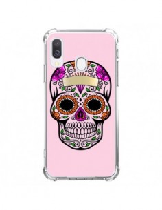 Coque Samsung Galaxy A40 Tête de Mort Mexicaine Rose...