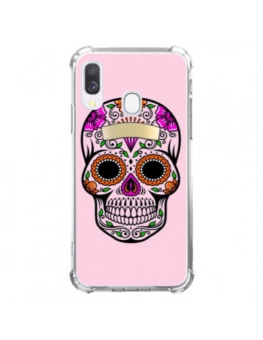 Coque Samsung Galaxy A40 Tête de Mort Mexicaine Rose Multicolore - Laetitia