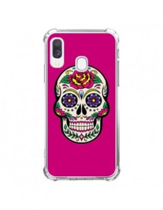 Coque Samsung Galaxy A40 Tête de Mort Mexicaine Rose...