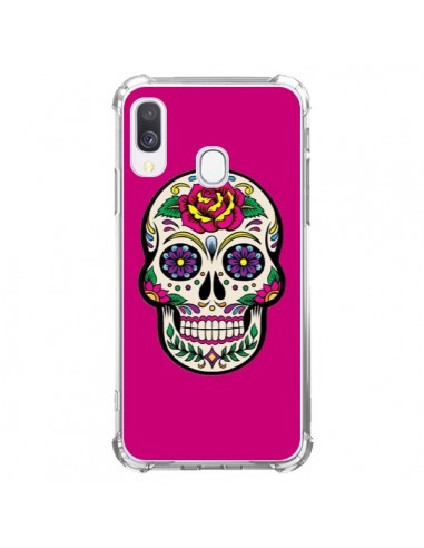 Coque Samsung Galaxy A40 Tête de Mort Mexicaine Rose Fushia - Laetitia