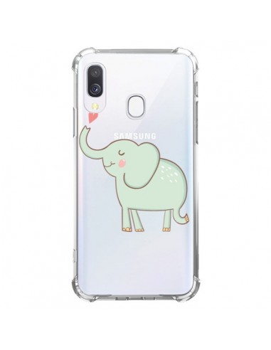 Coque Samsung Galaxy A40 Elephant Elefant Animal Coeur Love  Transparente - Petit Griffin