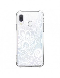 Coque Samsung Galaxy A40 Lace Fleur Flower Blanc...
