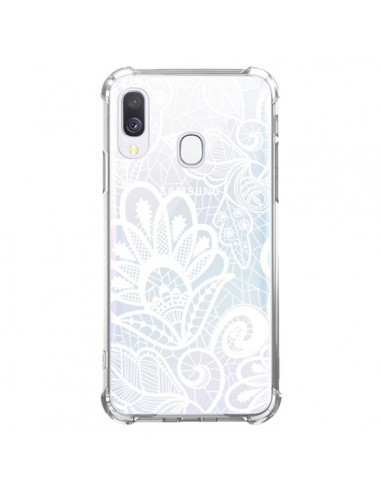 Coque Samsung Galaxy A40 Lace Fleur Flower Blanc Transparente - Petit Griffin