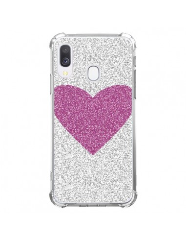 Coque Samsung Galaxy A40 Coeur Rose Argent Love - Mary Nesrala