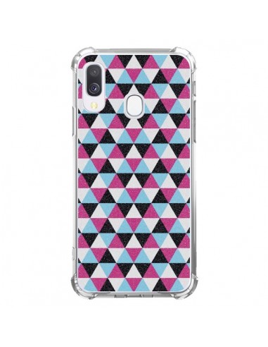 Coque Samsung Galaxy A40 Azteque Triangles Rose Bleu Gris - Mary Nesrala