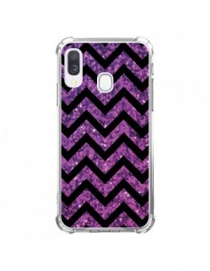 Coque Samsung Galaxy A40 Chevron Purple Sparkle Triangle...