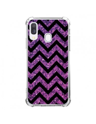 Coque Samsung Galaxy A40 Chevron Purple Sparkle Triangle Azteque - Mary Nesrala