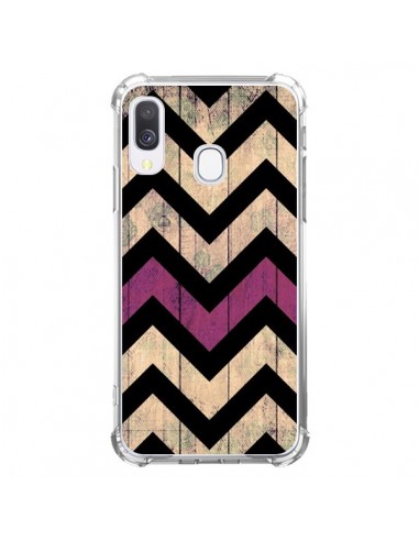 Coque Samsung Galaxy A40 Chevron Vintage Bois Wood - Mary Nesrala