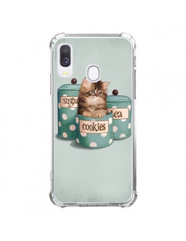 Coque Samsung Galaxy A40 Chaton Chat Kitten Boite Cookies Pois - Maryline Cazenave