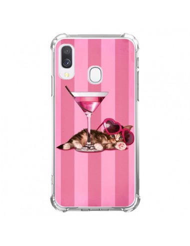 Coque Samsung Galaxy A40 Chaton Chat Kitten Cocktail Lunettes Coeur - Maryline Cazenave