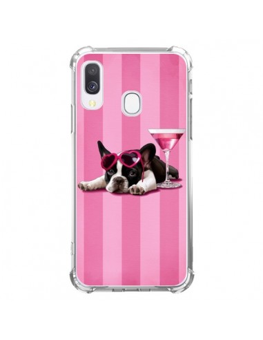 Coque Samsung Galaxy A40 Chien Dog Cocktail Lunettes Coeur Rose - Maryline Cazenave