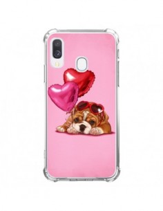 Coque Samsung Galaxy A40 Chien Dog Lunettes Coeur Ballon...