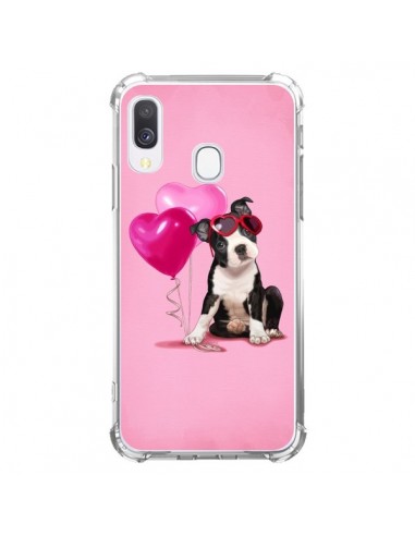 Coque Samsung Galaxy A40 Chien Dog Ballon Lunettes Coeur Rose - Maryline Cazenave