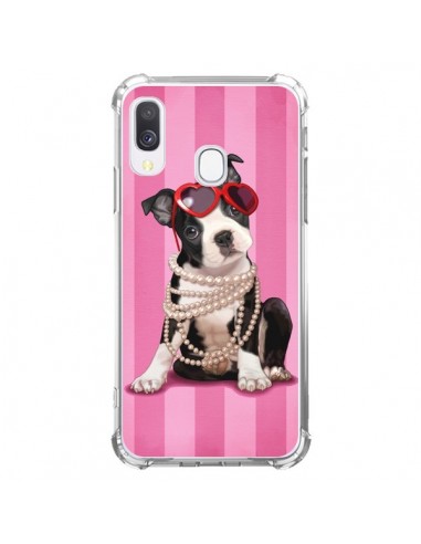 Coque Samsung Galaxy A40 Chien Dog Fashion Collier Perles Lunettes Coeur - Maryline Cazenave