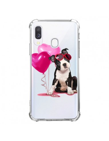 Coque Samsung Galaxy A40 Chien Dog Ballon Lunettes Coeur Rose Transparente - Maryline Cazenave