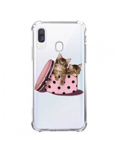 Coque Samsung Galaxy A40 Chaton Chat Kitten Boite Pois Transparente - Maryline Cazenave