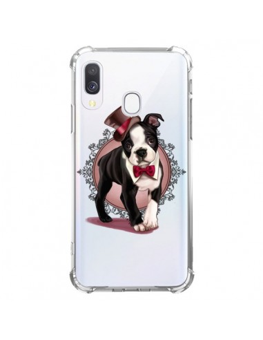 Coque Samsung Galaxy A40 Chien Bulldog Dog Gentleman Noeud Papillon Chapeau Transparente - Maryline Cazenave