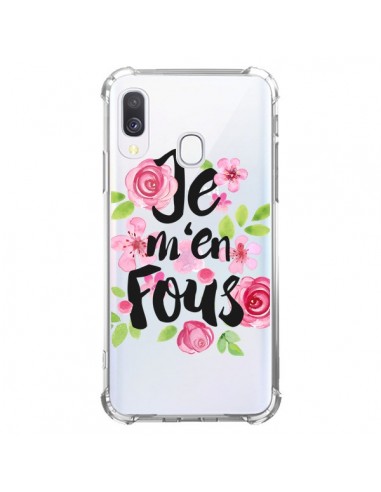 Coque Samsung Galaxy A40 Je M'en Fous Fleurs Transparente - Maryline Cazenave