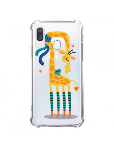 Coque Samsung Galaxy A40 L'oiseau et la Girafe Amour Love Transparente - Maria Jose Da Luz