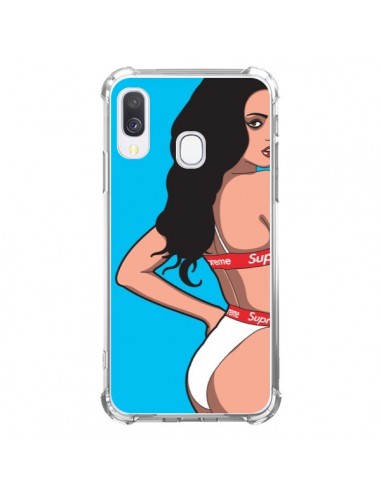 Coque Samsung Galaxy A40 Pop Art Femme Bleu - Mikadololo