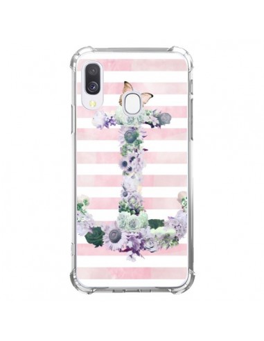 Coque Samsung Galaxy A40 Ancre Rose Fleurs Navire - Monica Martinez