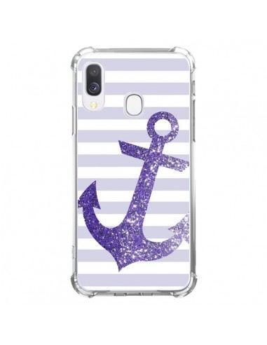 Coque Samsung Galaxy A40 Ancre Violet Navire - Monica Martinez