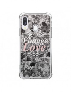 Coque Samsung Galaxy A40 Vintage Love Noir Flower -...