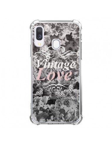 Coque Samsung Galaxy A40 Vintage Love Noir Flower - Monica Martinez