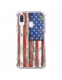 Coque Samsung Galaxy A40 Drapeau USA Vintage Bois Wood -...