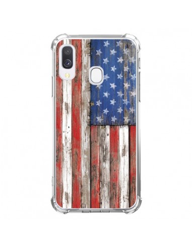 Coque Samsung Galaxy A40 Drapeau USA Vintage Bois Wood - Maximilian San