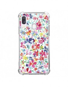 Coque Samsung Galaxy A40 Colorful Flowers Petals Blue -...