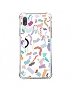 Coque Samsung Galaxy A40 Curly and Zigzag Stripes White -...
