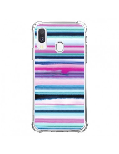 Coque Samsung Galaxy A40 Degrade Stripes Watercolor Pink - Ninola Design