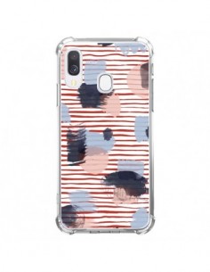 Coque Samsung Galaxy A40 Watercolor Stains Stripes Red -...