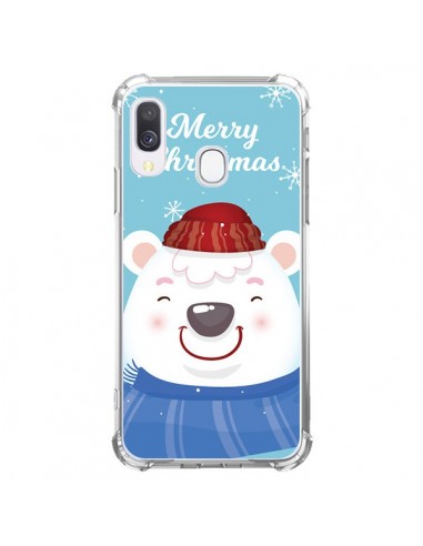 Coque Samsung Galaxy A40 Ours Blanc de Noël Merry Christmas - Nico