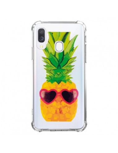 Coque Samsung Galaxy A40 Ananas Lunette en Cœur transparente