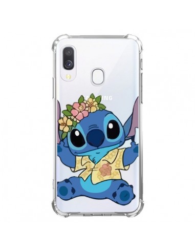 Coque Samsung Galaxy A40 Stitch de Lilo et Stitch Aloha transparente