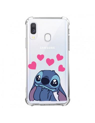 Coque Samsung Galaxy A40 Stitch de Lilo et Stitch in love en coeur transparente