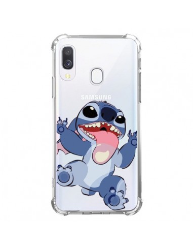 Coque Samsung Galaxy A40 Stitch de Lilo et Stitch Langue transparente