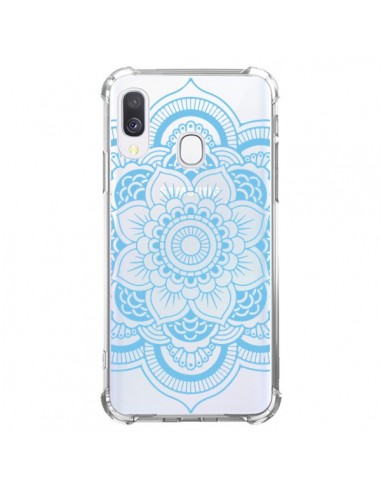 Coque Samsung Galaxy A40 Mandala Bleu Azteque Transparente - Nico