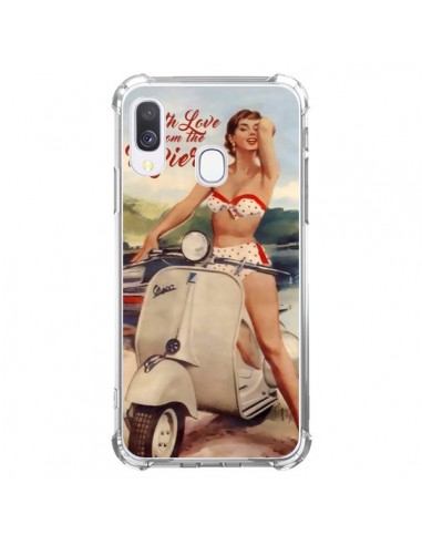 Coque Samsung Galaxy A40 Pin Up With Love From the Riviera Vespa Vintage - Nico