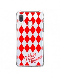 Coque Samsung Galaxy A40 I Love Monaco et Losange Rouge -...