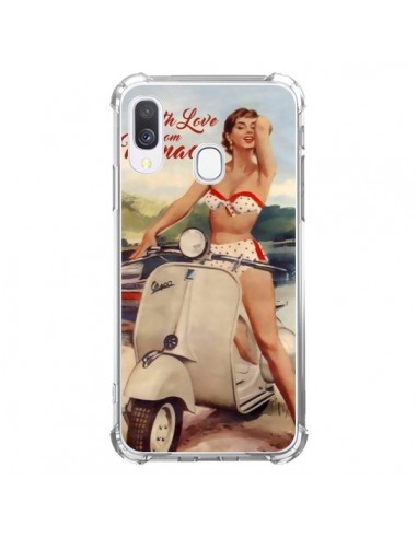 Coque Samsung Galaxy A40 Pin Up With Love From Monaco Vespa Vintage - Nico