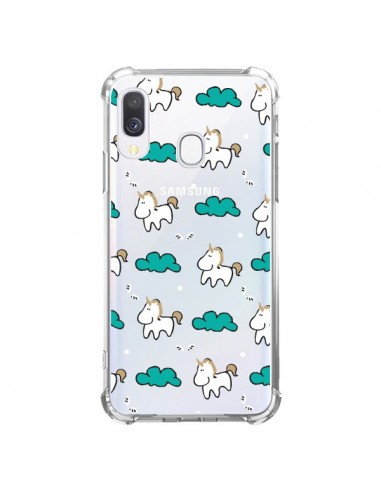 Coque Samsung Galaxy A40 Licorne et Nuages Transparente - Nico