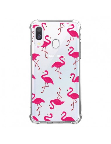 Coque Samsung Galaxy A40 flamant Rose et Flamingo Transparente - Nico