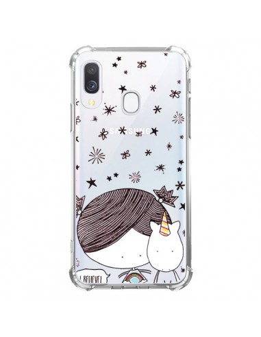 Coque Samsung Galaxy A40 Petite Fille et Licorne I Believe Transparente - Nico