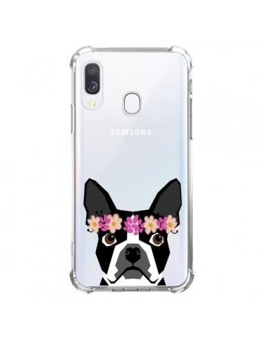 Coque Samsung Galaxy A40 Boston Terrier Fleurs Chien Transparente - Pet Friendly