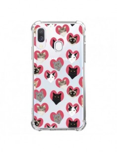 Coque Samsung Galaxy A40 Chats Coeurs Transparente - Pet...