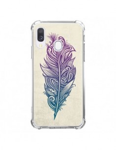 Coque Samsung Galaxy A40 Feather Plume Arc En Ciel -...